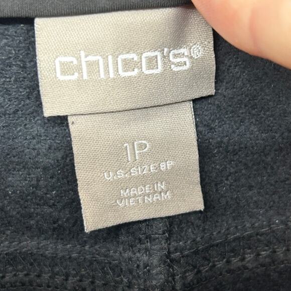 Chicos Black Faux Leather Straight Leg Pant Chico's Size 1P / 8P PETITE - Picture 5 of 6